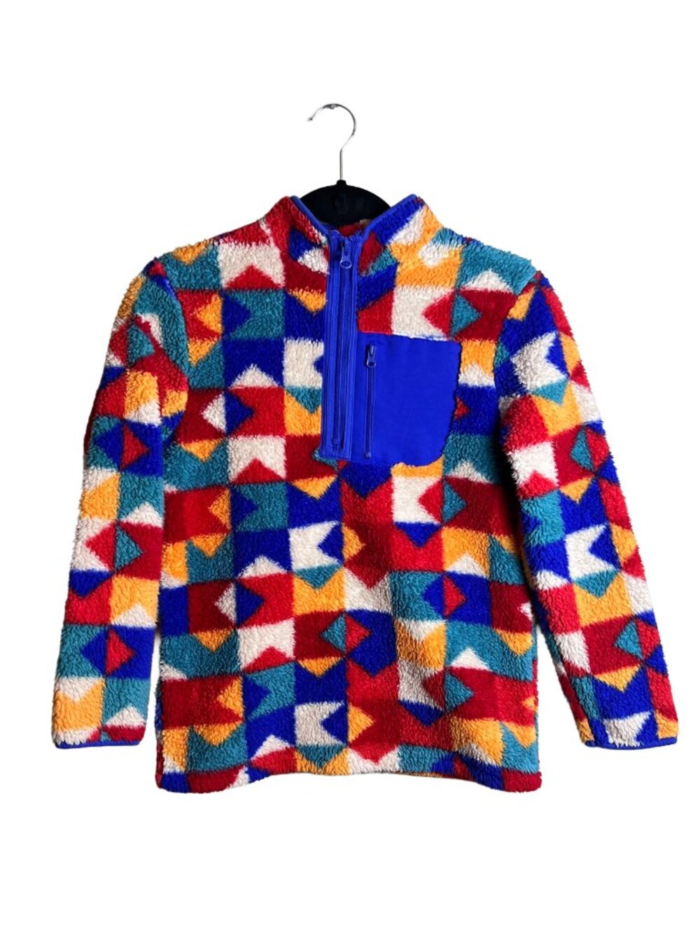 Cat & Jack Fleece Quarter Zip Geometric Patchwork Multicolor Kids Medium